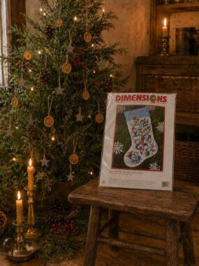 Vintage 1997 Dimensions Snow Folk Fun Needlepoint Stocking Kit 9108 Snowmen